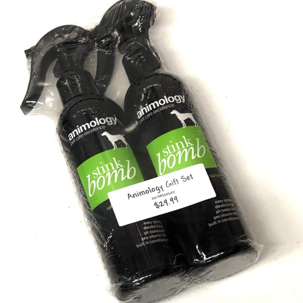 Animology Stink Bomb Dog Grooming Spray - Black Bottle with Green Label (2-Pack)